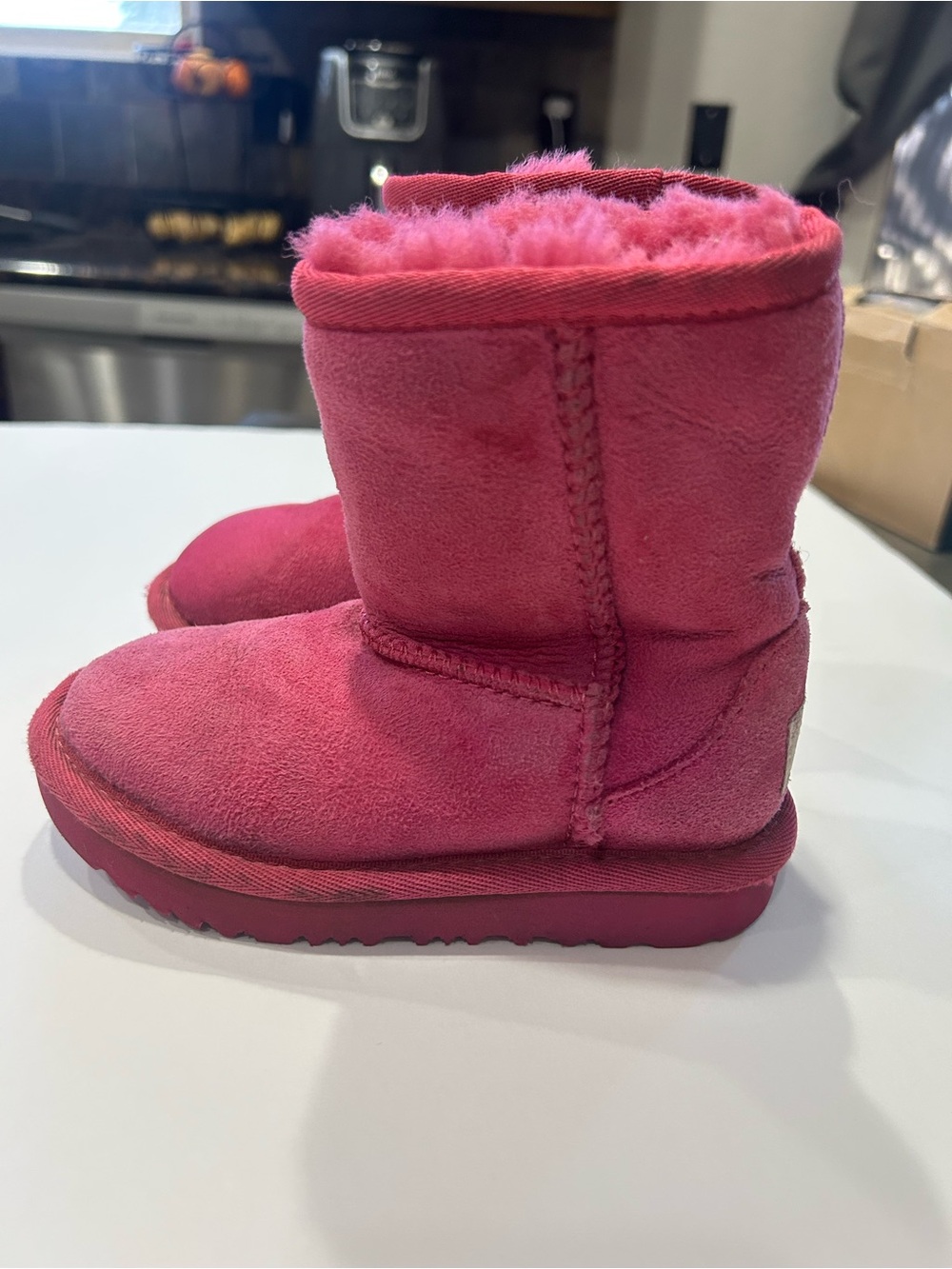UGG Kids Hot Pink Classic Short Shearling Boots